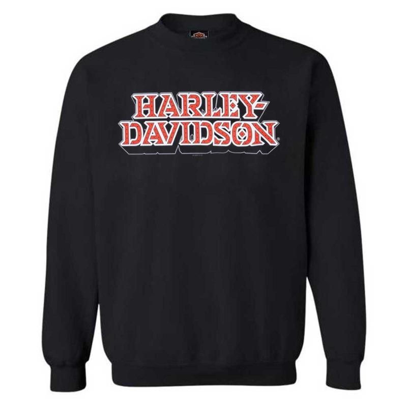 Harley-Davidson Men's Starflyer Round Neck Loose Long Sleeve T-Shirt, Black