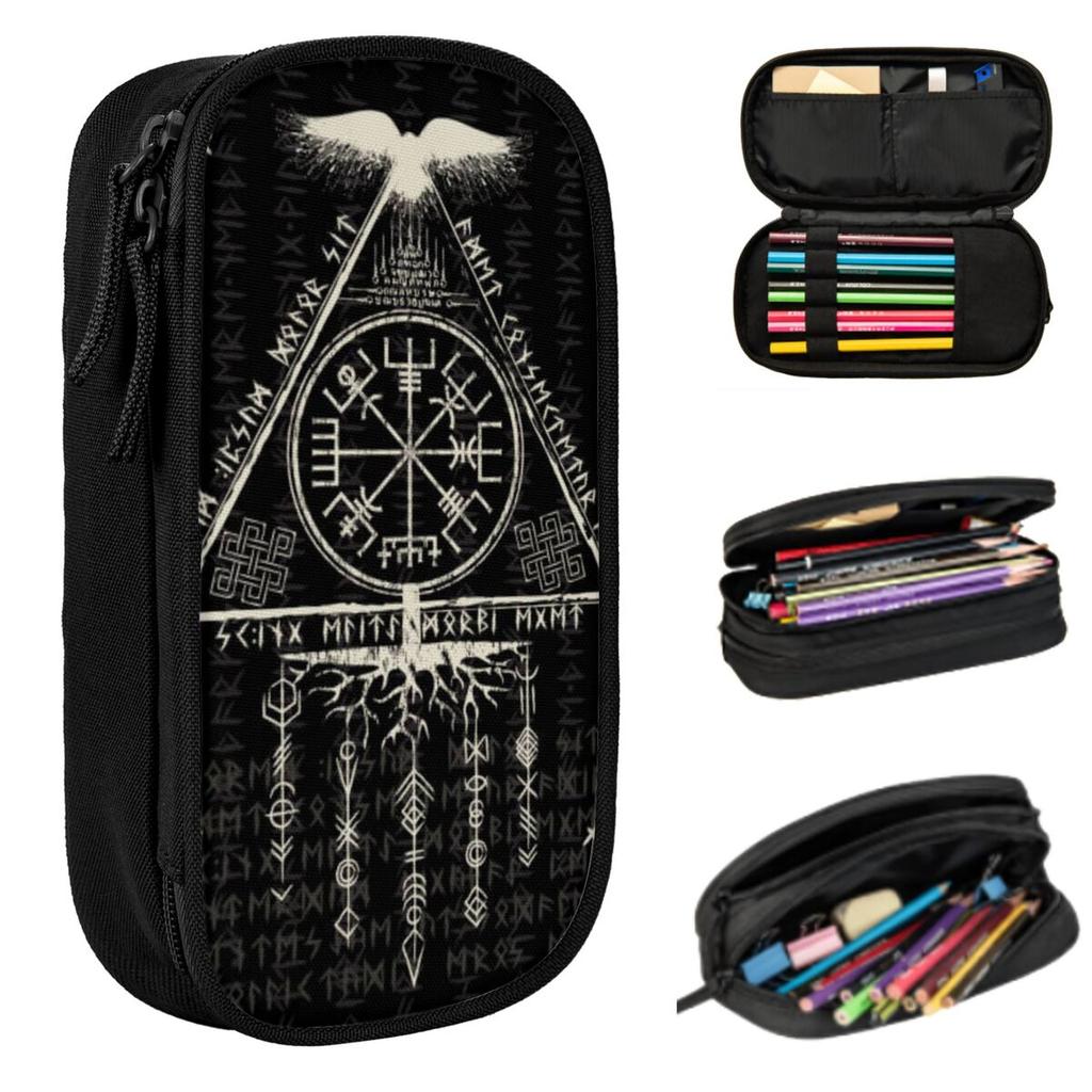 Viking Rune Triangle Design And Norse Symbols 13 Pencil Case for Boys Girls School Pen Box Pencil Bag Stationery Pen Holder Bag