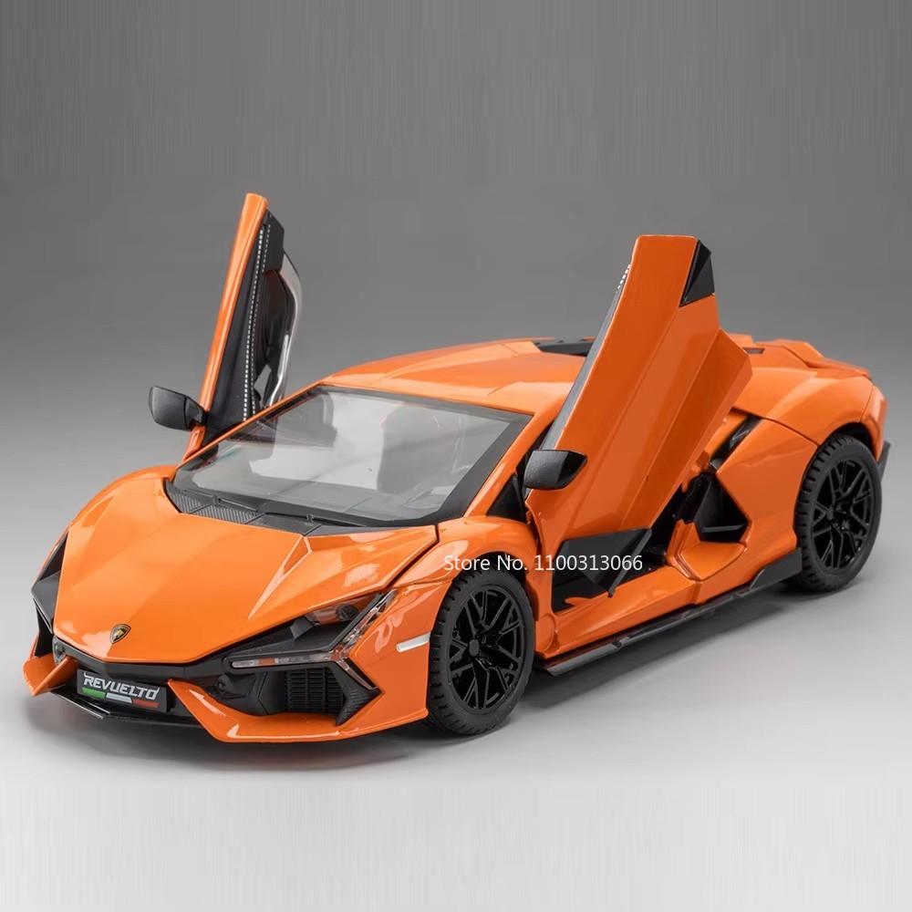 1:24 Revuelto SCV12 Cars Alloy Models Diecast Toys Street Car Light Music Rubber Tires Vehicles Model for Boys Festival Gifts