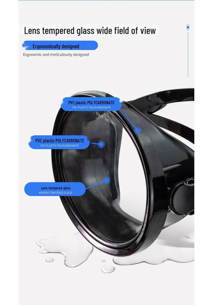 Unisex Waterproof PVC Snorkeling Mask with HD Tempered Glass & Wide Field of View