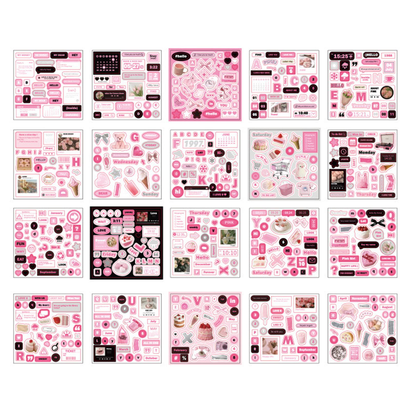 

20 листов наклеек для скрапбукинга, эстетичные декоративные наклейки, фоновые наклейки для украшения журнала, альбома, планера B