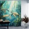 Ocean Turtle Theme Shower Curtain 12 Hooks For Room Home Hotel Washable Window Curtains Bathroom One Piece