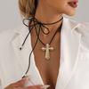 Accessories Temperament Flannel Rope Retro Cross Variety Wear Clavicle Chain Personality Creative Necklace Women