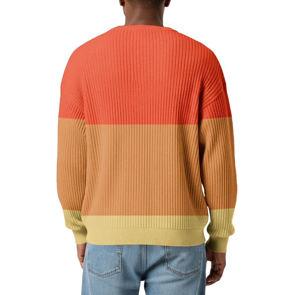 Herrars Färgblockerad Stilfull V-ringad Ribbad Texturerad Långärmad T-shirt