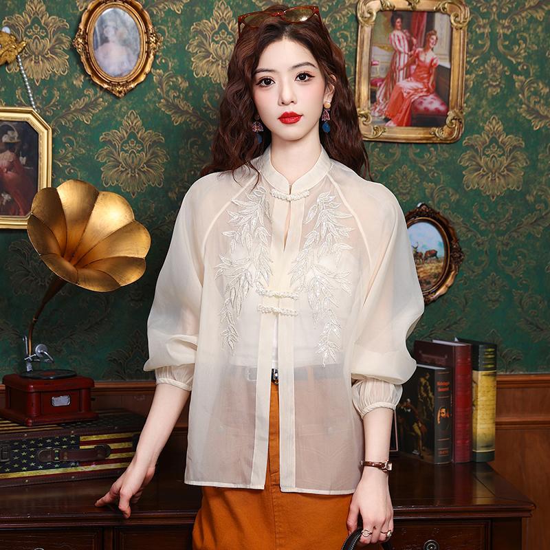Women's Sunscreen Shirt Summer Wear Breathable and Slimming Ice Silk Cardigan Coat