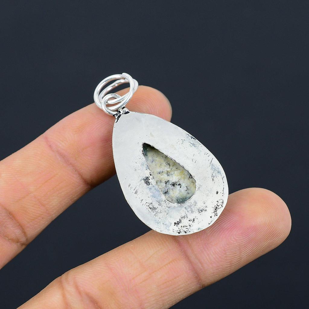 Daughters Day Deal 925 Sterling Silver Pear Natural K2 Jasper Bezel Wife Pendant