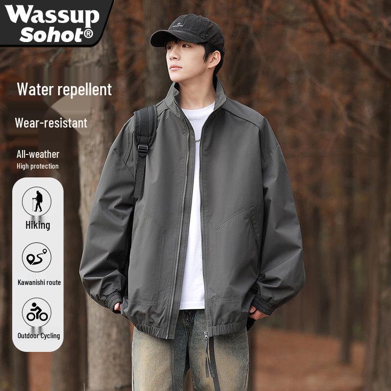 Wassup Sohot Men's Windproof Stand-up Collar Jacket
