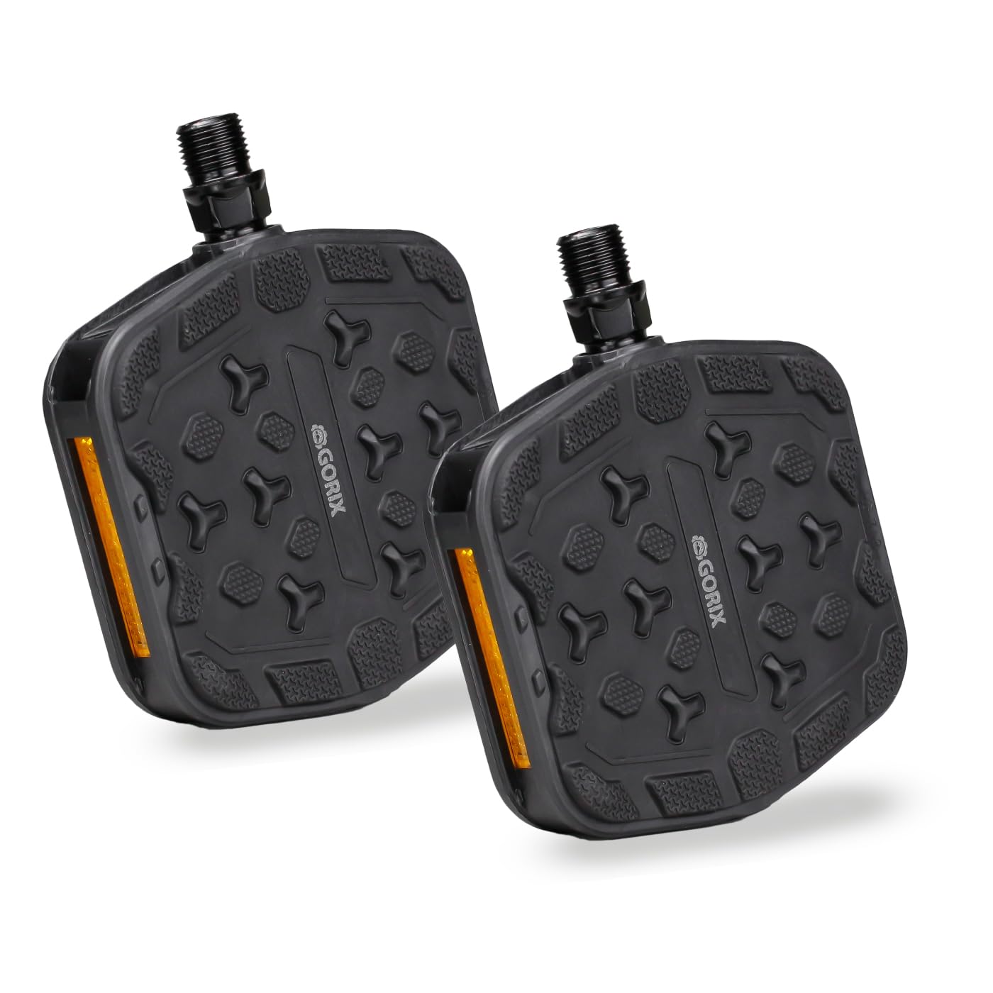

GORIX Bicycle Pedals with for Cross Road Electric Mini Velos - Flat, Wide, Reflective, Anti-Slip, Durable, Reflectors, Bikes, Bikes, Bikes, MTBs, чёрный
