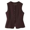 Kaslead New Women Clothes Western Style Fashion Simple and Versatile Two-Color Round Neck Suit Vest