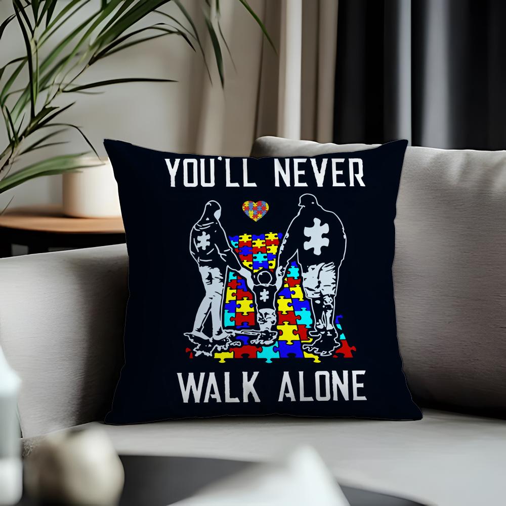 Trending AAutism Support Puzzleable Cushion Cover Antidustmite Pillowcase Invisible Zipper Silky Short Plush Sofa Cushion Cover