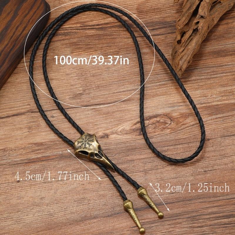 Crow Skull Cowboy Braids Rope Bolo Tie Shirt Collar Necktie Jewelry Necklace