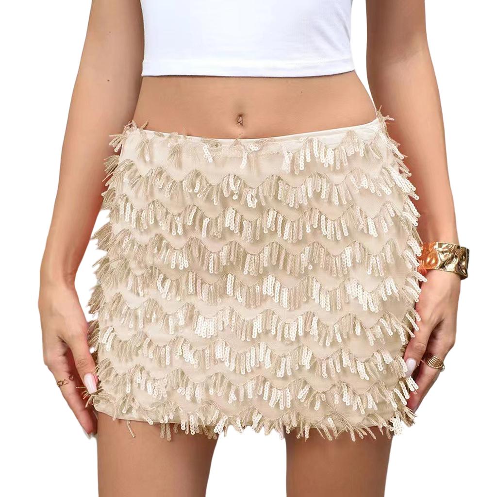 Paillettenrock Glitzerrock Damen Elastischer Bund Glitzerrock Mit Damen Paillettenrock Glitzerrock Elastischer Bund Rock A-Linie Hüftrock