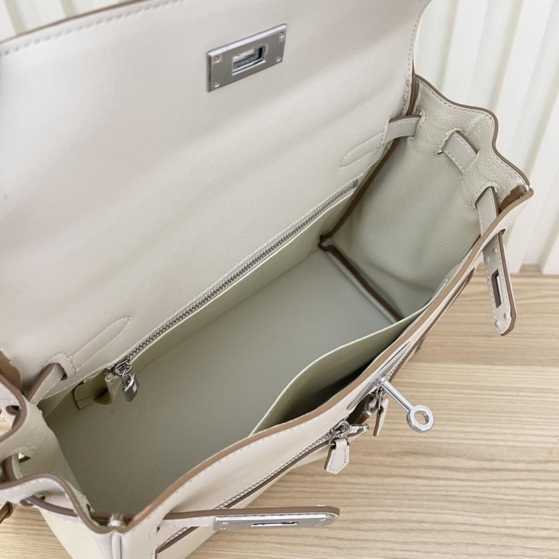 2025 New Leather Swift Leather Women's Bag Double Pocket Zipper Portable Shoulder Diagonal Span Fashion Buckle Women's Bag