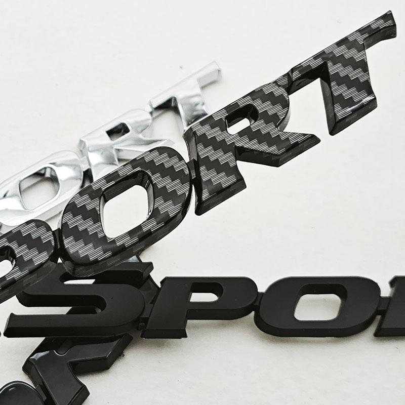 1pc 3D Chrome Black ABS Car Letters Logo SPORT Emblem Badge Sport Stickers Car Rear Trunk Accessories