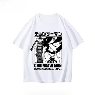 2026 Sommer Mode Kettensägen-T-Shirt Bomben-Teufel Geschenkpackung Kurzarm Anime Japanisch Schwarz T-Shirt Kleidung Neutrales T-Shirt