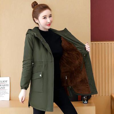 Damen Herbst und Winter Plus Samt Verdickt Große Größe Gepolsterte Jacke Outdoor Langer Mantel Warmes Oberteil