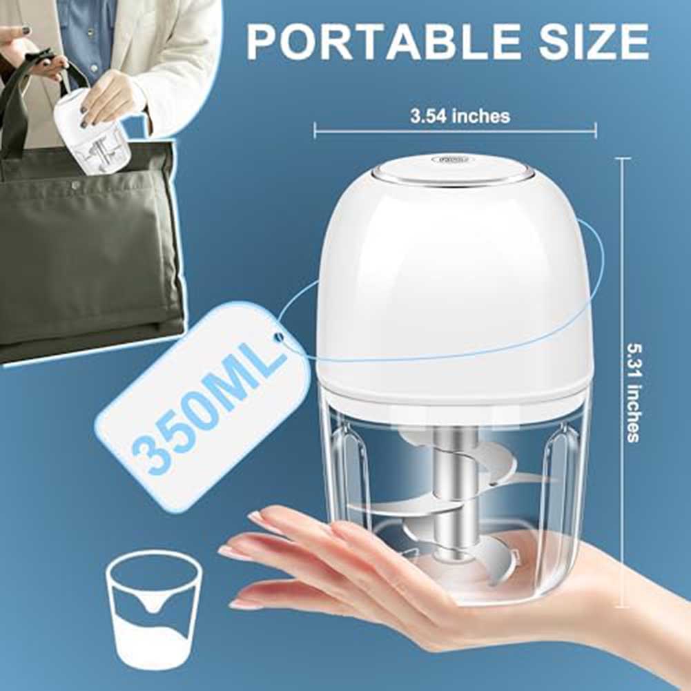 Outdoor Cooking 13*8*8cm Efficient Food Chopper Compact Electric Garlic Chopper Food Processor Quick Meal Prep