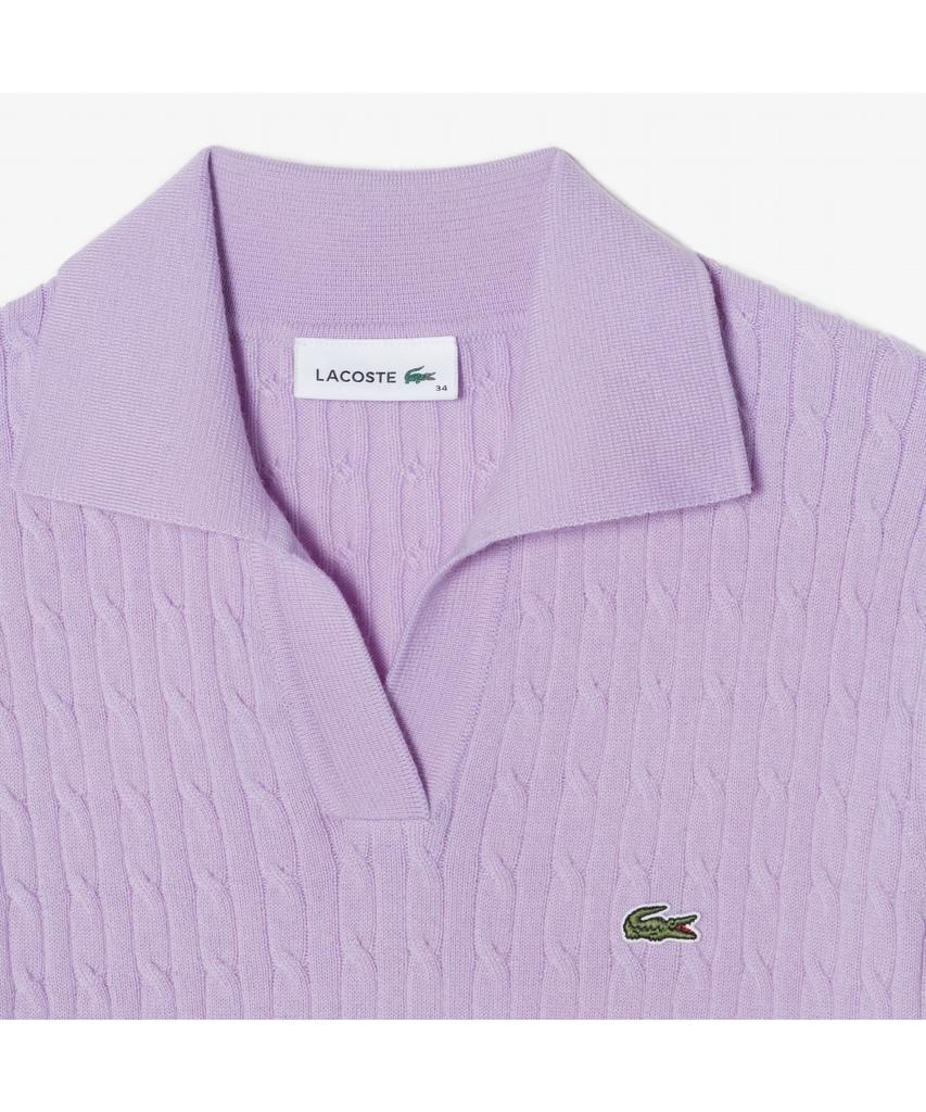 LACOSTE Women'S Cable Open Collar Sweater Af197E-54N Gfu
