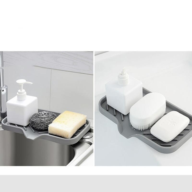 

Горячая Распродажа Силиконовый Мыльница Японский Стиль Ванная Комната Умывальник, Кухонная Раковина, Отводная Сливная Прокладка, Поддон Для Хранения gray