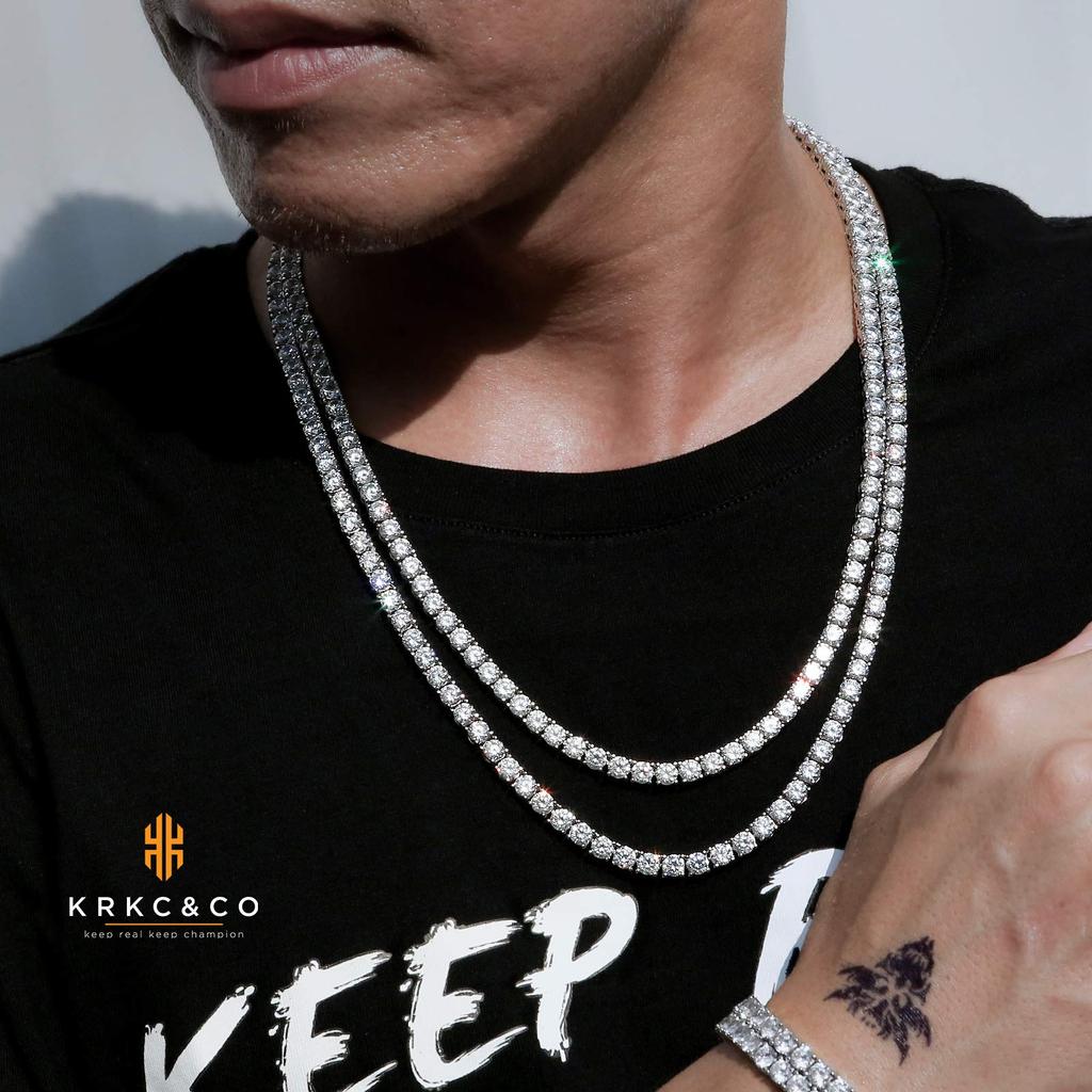 Tennis Chain Tennis Necklace Width 5mm CZ Diamond White Gold Plated Chain Necklace Zirconia Hip Hop Jewelry Bling B Series Street Style Accessories