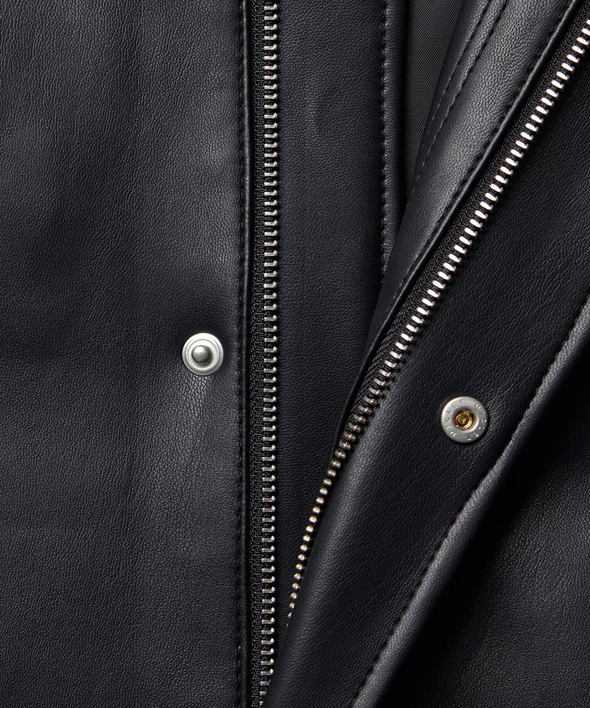 Musinsa Standard Synthetic Leather Oversized Crop Field Jacket [Black]