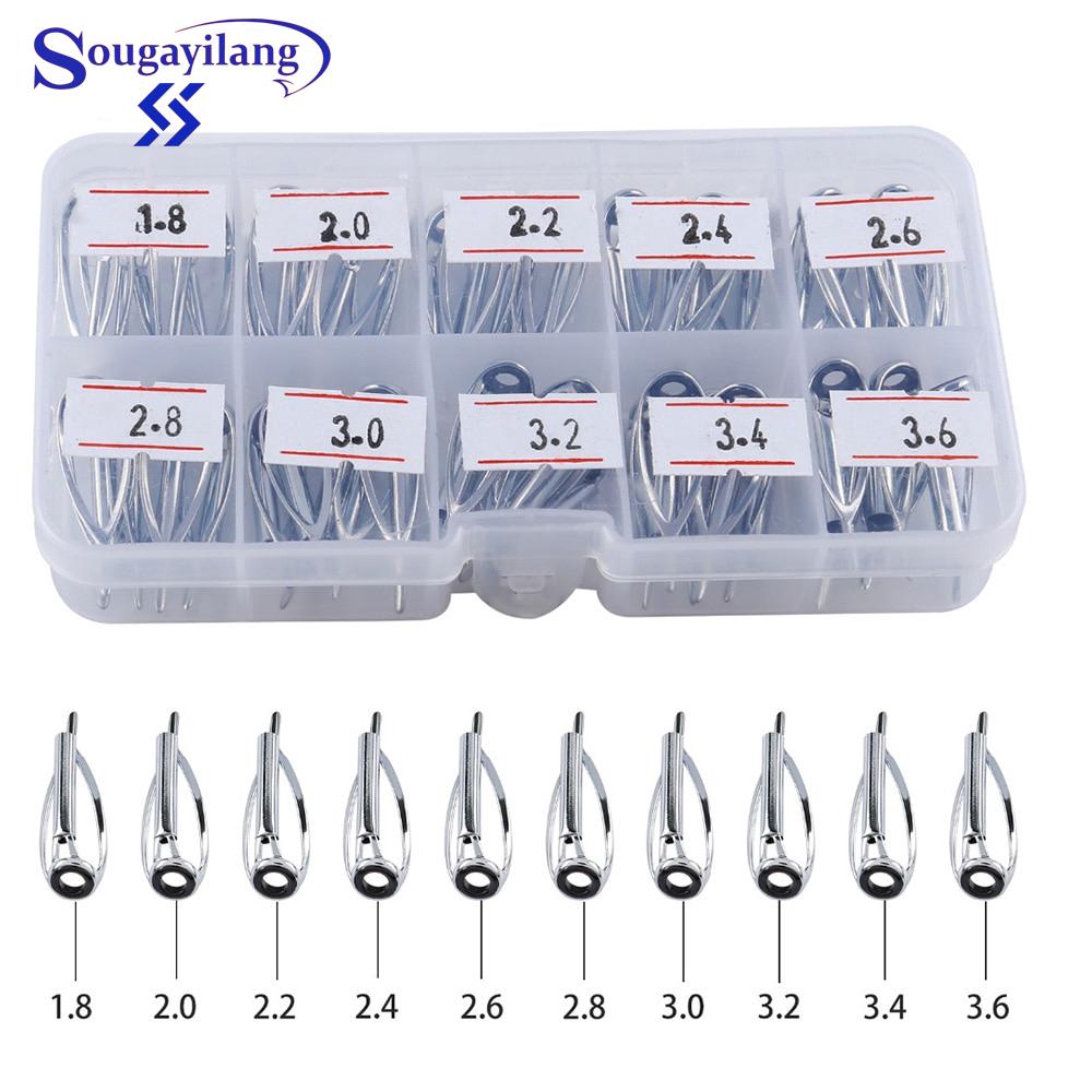 

Sougayilang 50 шт., верхние кольца для удочки, керамический набор направляющих из нержавеющей стали, аксессуары для глаз
