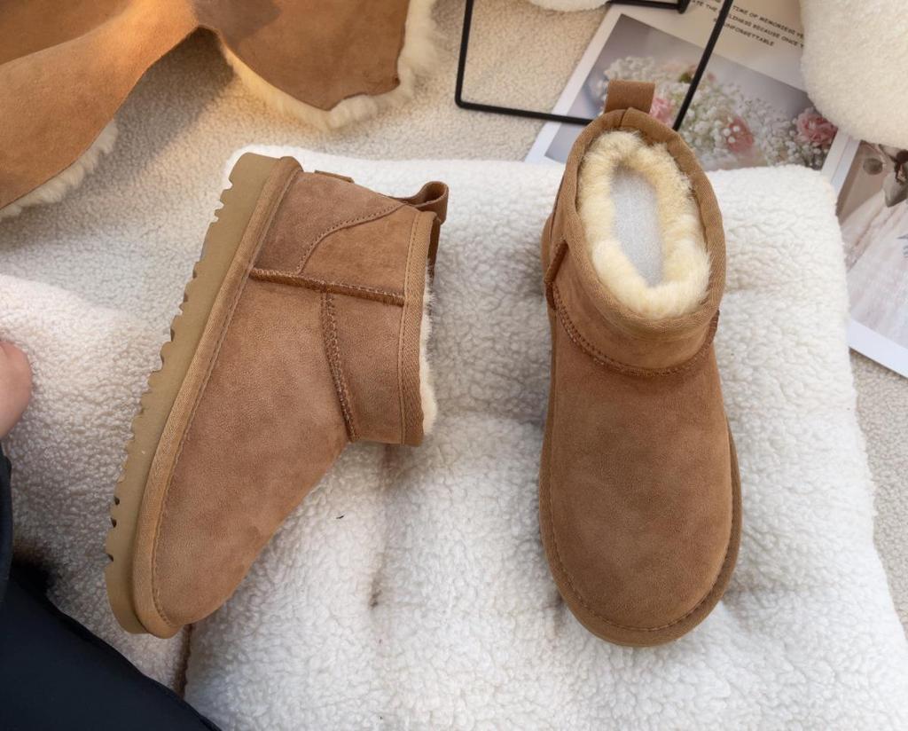 Zhou Dongyu Mini Lammfell Schneestiefel: Warm, Dicke Wolle, Rutschfest, Winterstil für Paare