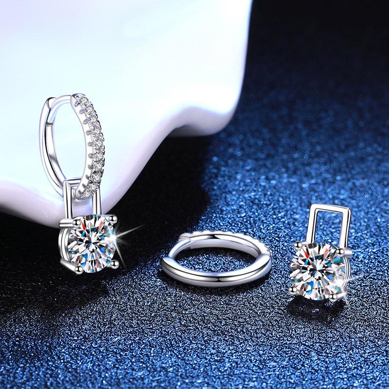 2ct Moissanite Earrings for Women Lab Grown Diamond Ear Studs 925 Silver Fine Jewelry Gift