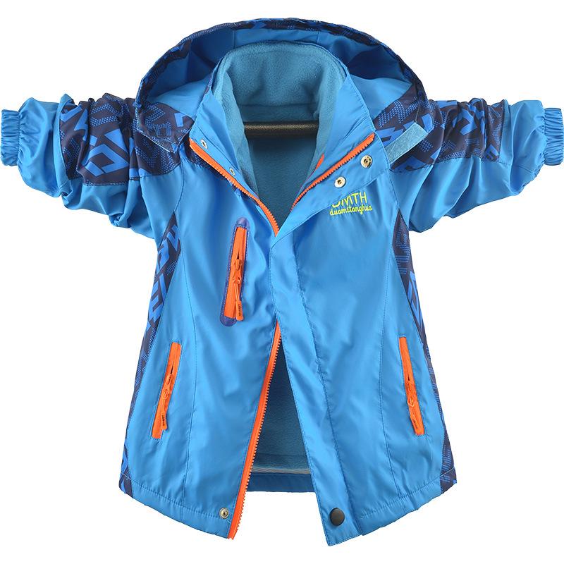 Boys' 3-in-1 Detachable Jacket: Spring, Autumn & Winter Velvet-Enhanced Trendy Outerwear for Kids