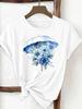 (Asian Size) Woman Top Fashion Women Watercolor Flower Style Clothing T Shirt Female Short Sleeve Graphic T-shirts Print Tee