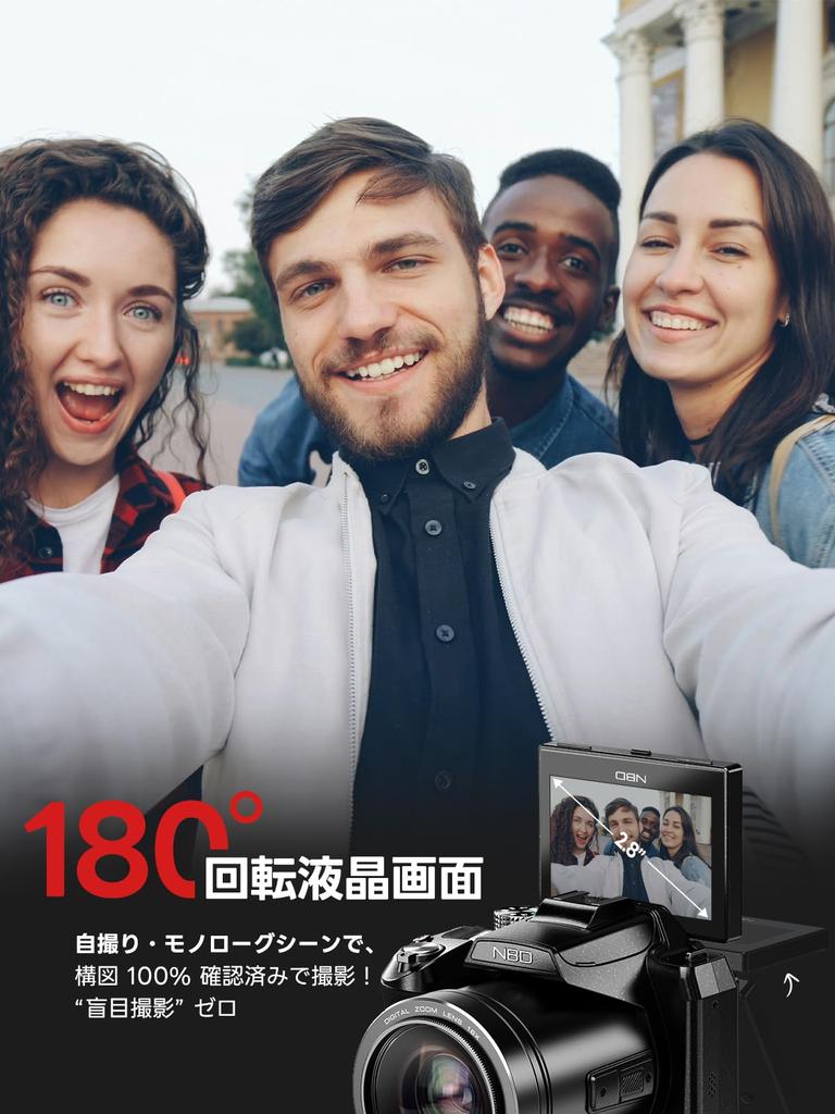 NBD 8K 64MP Digital Camera [Wi-Fi and App Controlled] 16x Zoom with Autofocus and Image Stabilization  180° Flip-Out Screen & Webcam Function  64GB