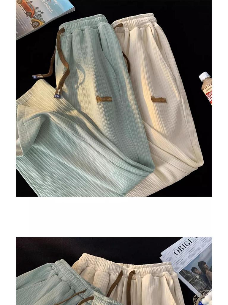 Men's Quick-Dry Ice Silk Wide-Leg Summer Trousers - Breathable & Loose Fit