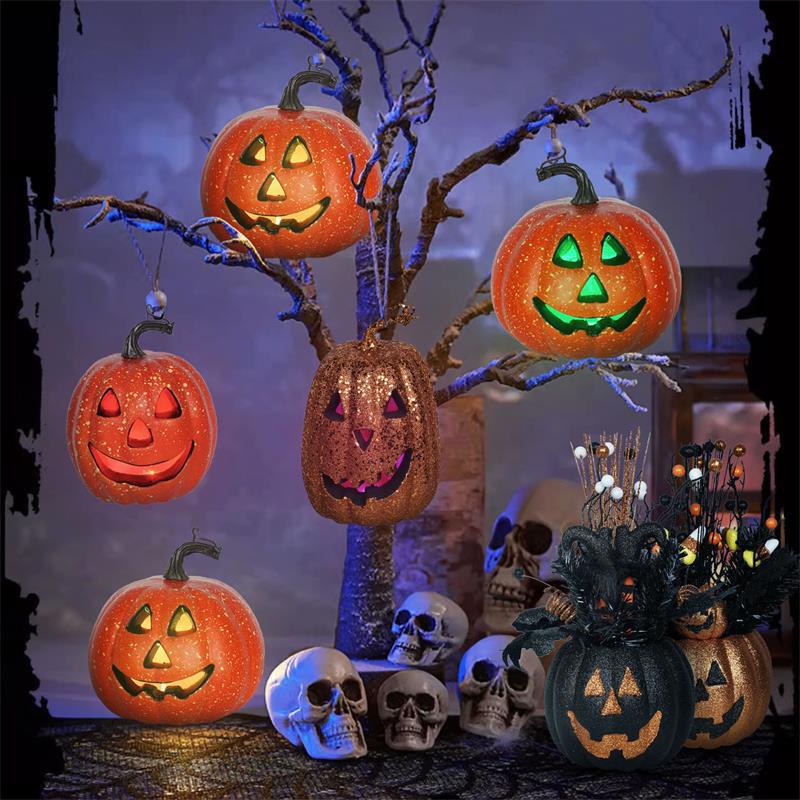 Halloween Pumpkin Decorations with Lights Vintage Halloween Light Up Table Decor for Home Office Haunt House Party