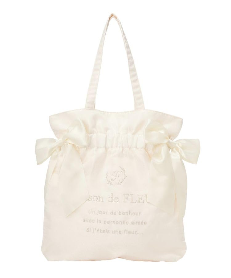 Maison de FLEUR Organza Double Ribbon Gathered Tote 08001142700 Bag, Ivory, F, слоновая кость