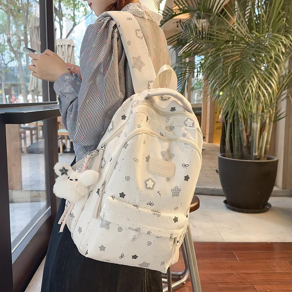Schoolbag large-capacity printed star student schoolbag junior high school female fourth, fifth and sixth grade backpack high value backpack female 