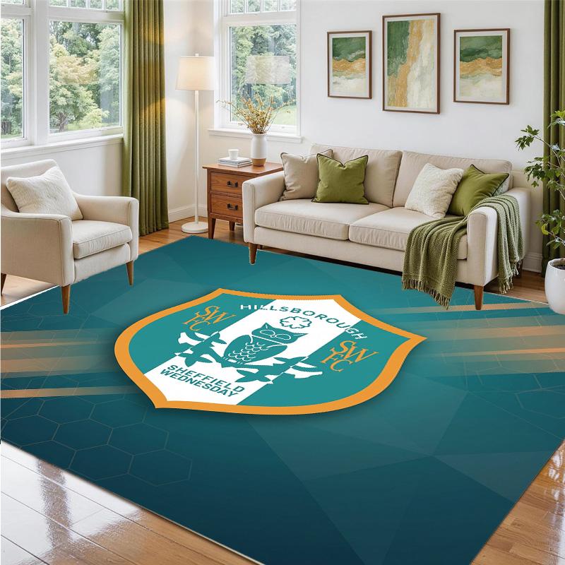 Sheffield Wednesday Design Crystal Velvet Rug Soft Decorative Mat for Bedroom Entrance