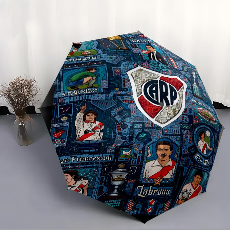 Printed Club Atlético River Plate Printed Folding Umbrella,Outdoor,Leisure,And Travel Umbrella,Durable Umbrella Fabric,Birthday And Holiday Gift