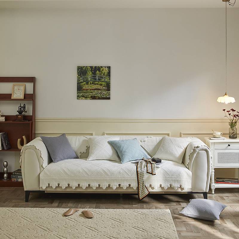 

Доступная в стиле ретро роскошная однотонная хлопковая подушка для дивана с вышивкой Four Seasons Универсальная высококачественная нескользящая кожаная подушка для полотенец для дивана 70*70