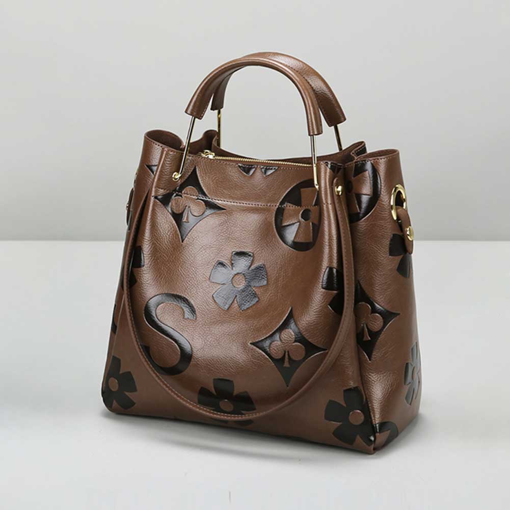 

Женская сумка-ведро Роскошная дизайнерская сумочка Винтажная тисненая сумка-тоут из искусственной кожи для женщин Большая вместимость Женская наплечная сумка Сумка через плечо кофейный