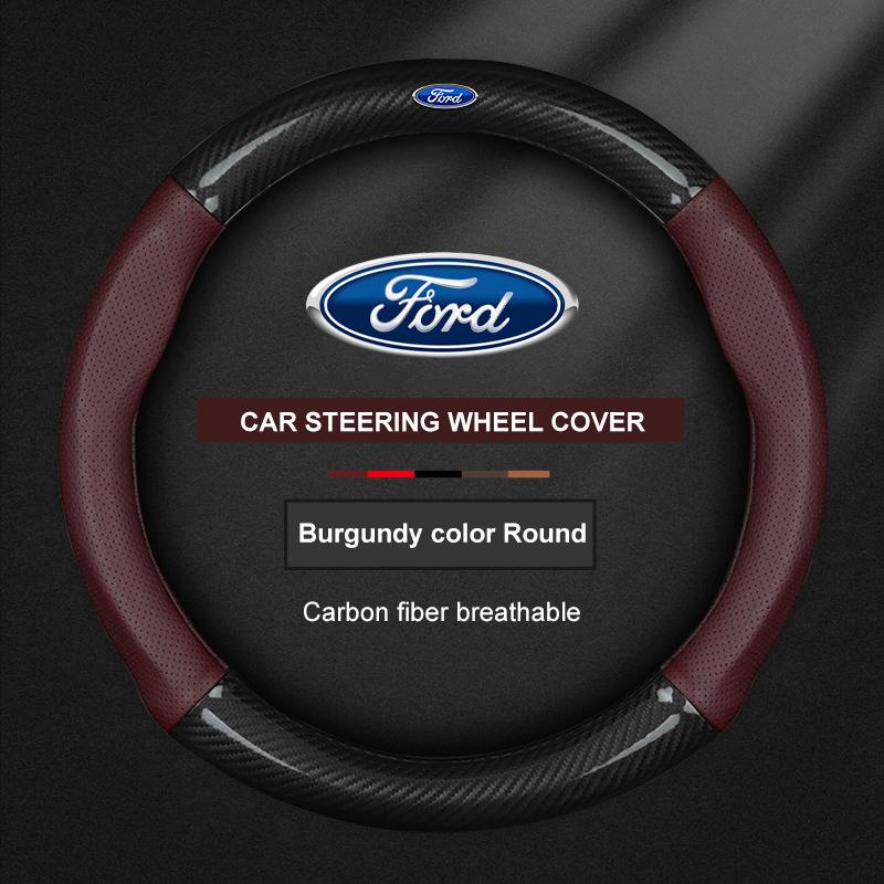 lcqg2 Car Carbon Fiber Ventilate Steering Wheel Cover Ford ST Mondeo F150 Fusion Mustang EXPLORER ESCAPE EDGE Fiesta Focus Kuga Ranger