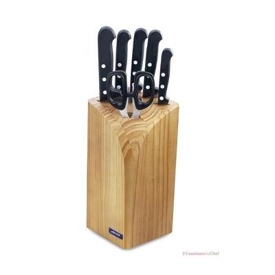 Knife Block - Arcos - UNIVERSAL - 6 Pieces - NITRUM Stainless Steel Blades - Black POM Handles
