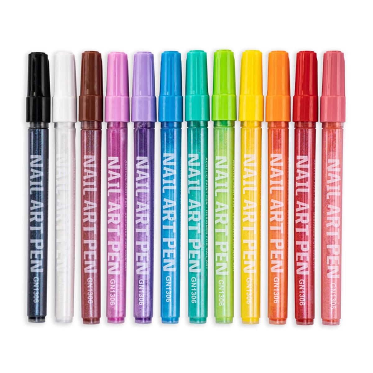 

Набор из 12 ручек для дизайна ногтей, 3D ручка для лака для ногтей, быстросохнущая ручка для нанесения точек на ногти, маркеры для дизайна ногтей, ручка для рисования и рисования