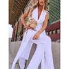 Two Piece Suit and Pants Set European and American Summer Lapel White Suit Trousers Two-piece Set Women
