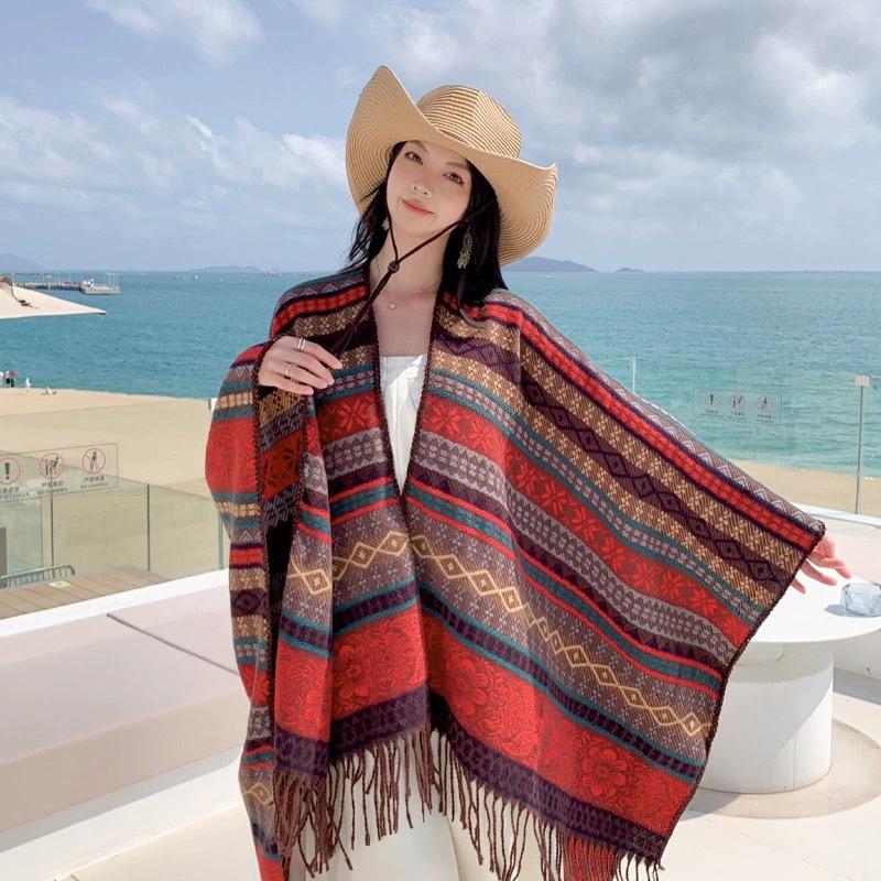 Ethnic Style Shawl Cardigan: Kawanishi Grassland Women's Xinjiang Travel Cloak Cape