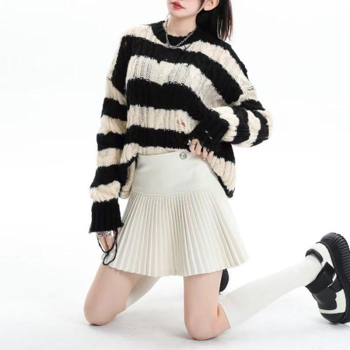 

Шерстяная плиссированная мини-юбка А-силуэта на резинке - Стиль преппи для осени/зимы M