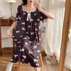 Women's Plus Size Ice Silk Nightdress - Summer Over-the-Knee, High-End, Loose Fit, Thin Section for Sizes Up To 300 Jin