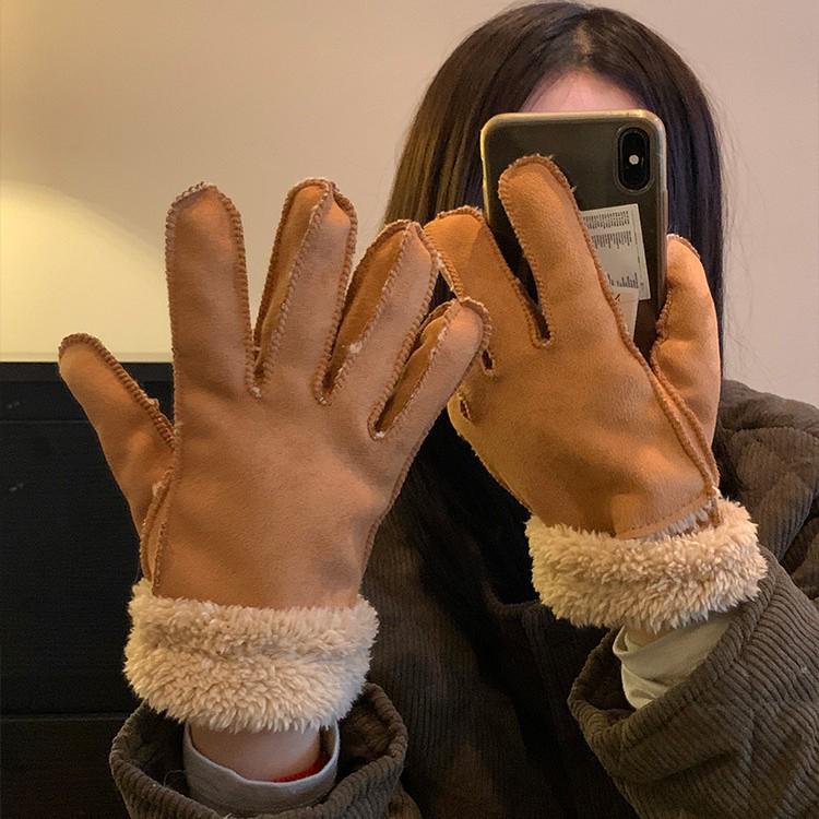 Neukundenrabatt - Damen Wildlederhandschuhe im amerikanischen Retro-Stil: Warm, gefüttert, winddicht für Herbst & Winter