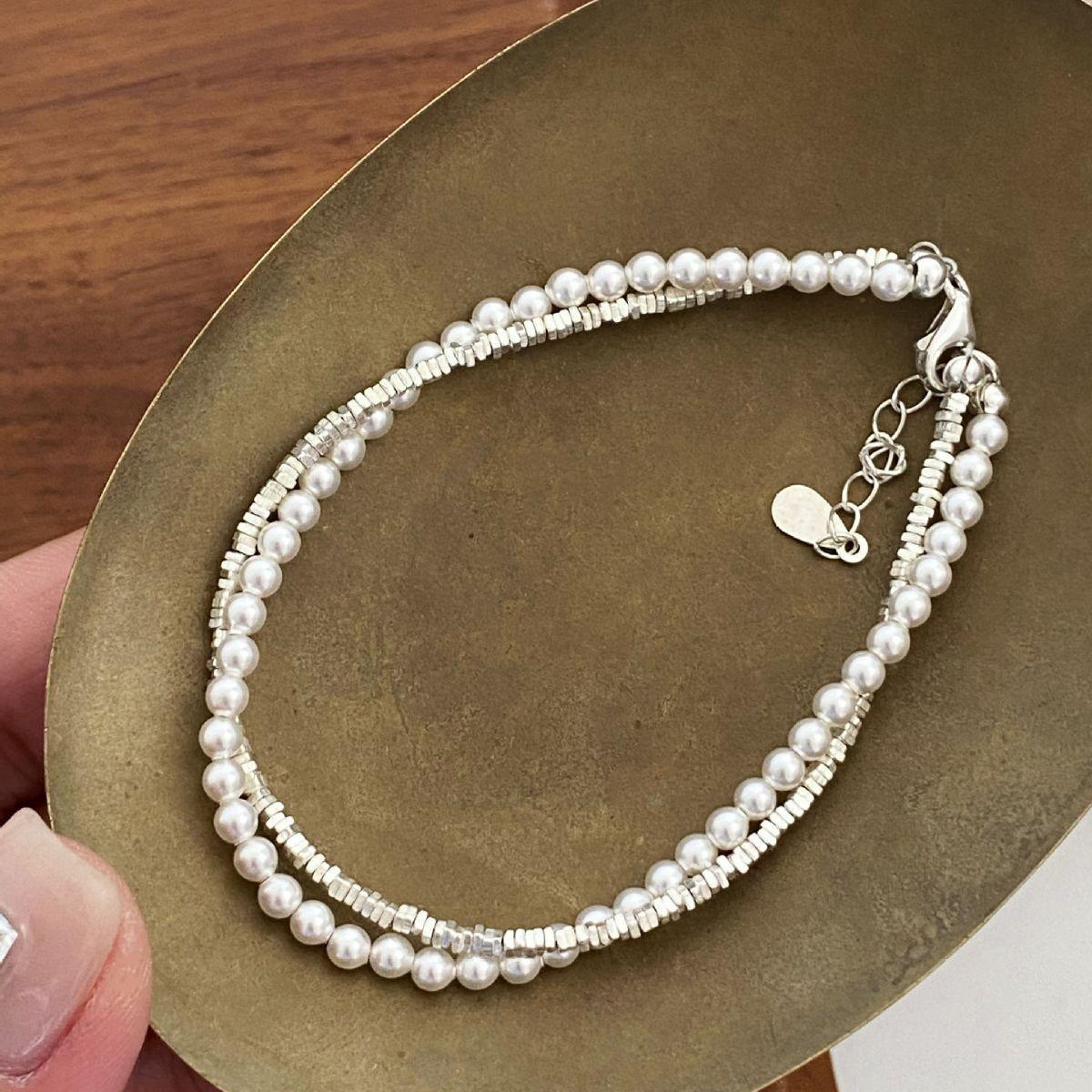 Elegant Double-Layer Pearl Bracelet for Women - Versatile, Stackable Wrist Jewelry