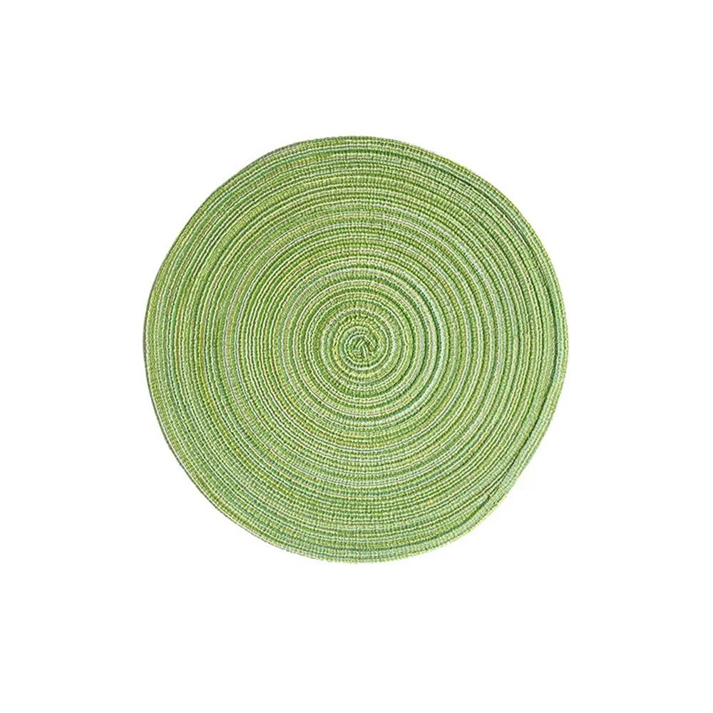 Kitchen Round Table Mat Woven Ramie Placemats Anti Slip Dining Table Mats Non-Slip Tableware Bowl Pads Drink Cup Coasters