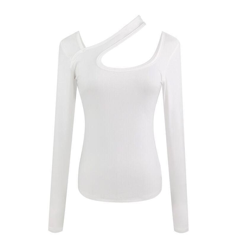 2024 Fall Sexy Slim Fit Halter Neck Long Sleeve T-Shirt for Women